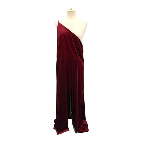 After Six One-Shoulder Cabernet Velvet Gown Size 22W NWT - Picture 6 of 7